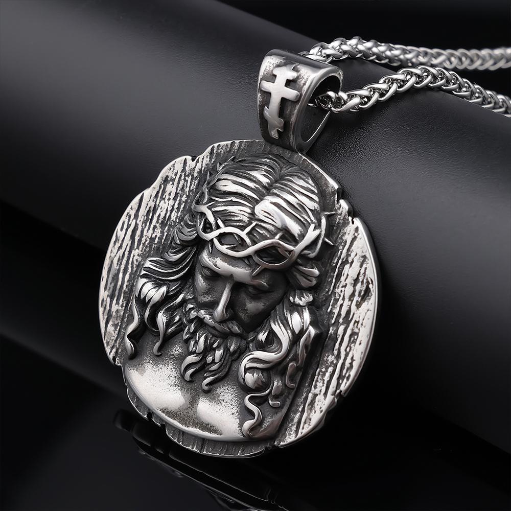Stainless Steel Christian Jesus Cross Pendant Chain Trend Charm Crisscross Jesus Necklaces Men chains Jewelry Gift