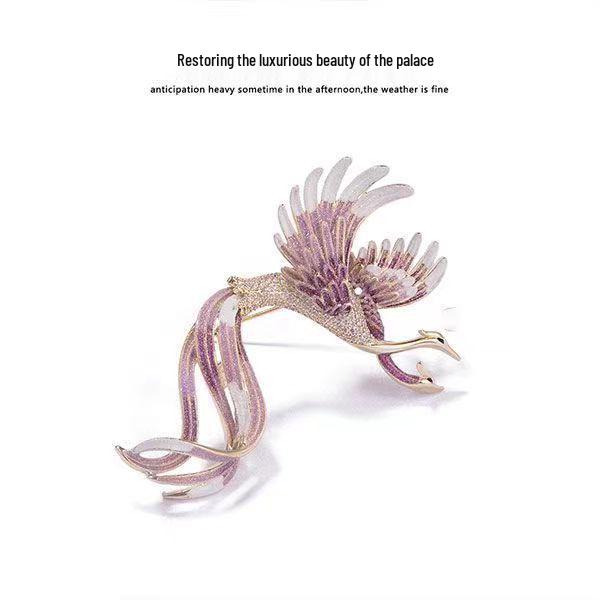 High-End Enamel Brooch: Retro Phoenix Perching on Wutong Tree, Perfect for Women's Cheongsam and Suit Accessories in Ancient Style.