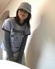 Qiqi 2024 Spring/Summer Color Block Ice Cream Kitten Print Short Sleeve T-Shirt