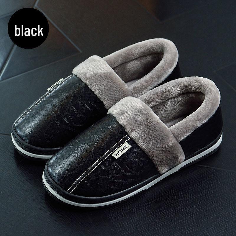 

Мужские водонепроницаемые хлопковые тапочки очень большого размера - Зимняя домашняя нескользящая теплая обувь 36-37 (Fits 35-36)