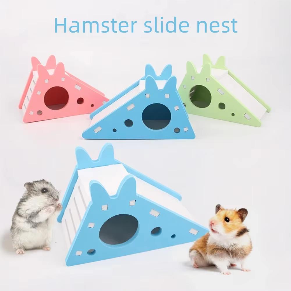 Montiertes Holz-Hamster-Rutschenspielzeug Buntes Hamsterhaus Käfigzubehör für Meerschweinchen Goldhamster Kleine Haustiere XCWJ111