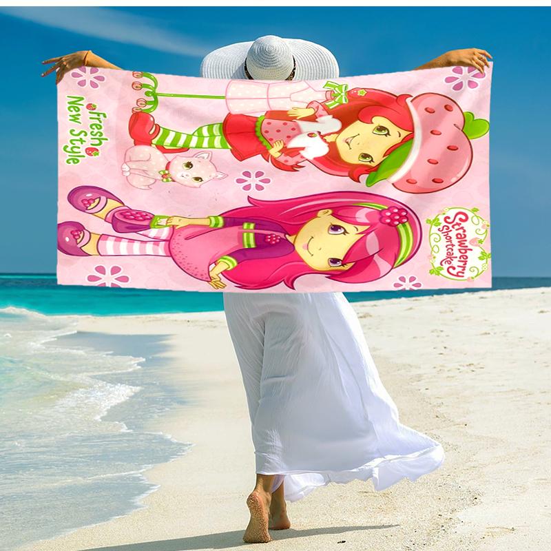1pc Strawberry Princess3 Beach Towel, Comfortable and Thick, and Swimming/Bath/Picnic/Camping Towel, Suitable for Seaside Beaches