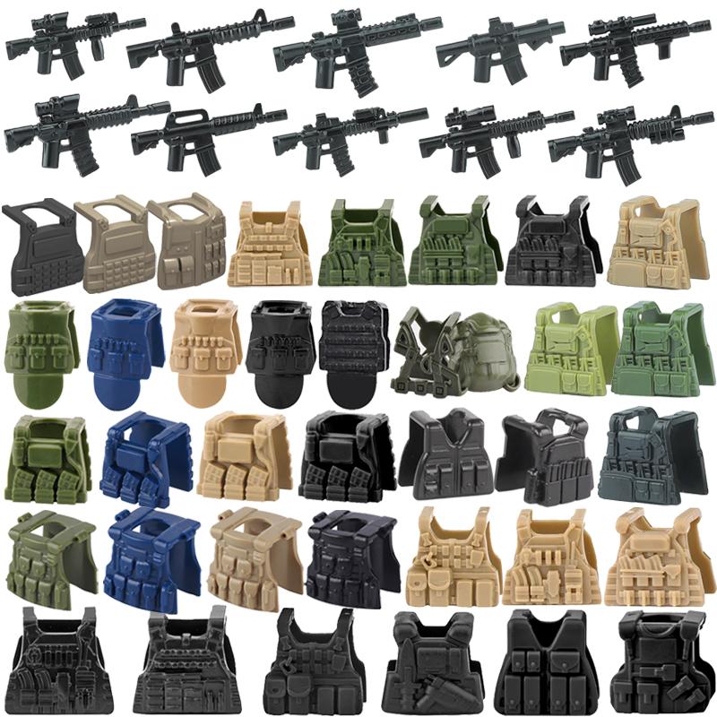 Military Building Blocks US Solider Figure M4 Gun Vest Special Force Tactical Bulletproof  Armour Weapon Accessories Bricks Toys