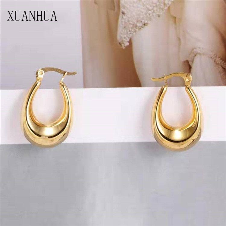 

European-American Fashion Titanium Steel Hollow Bow Heart Earrings for Women