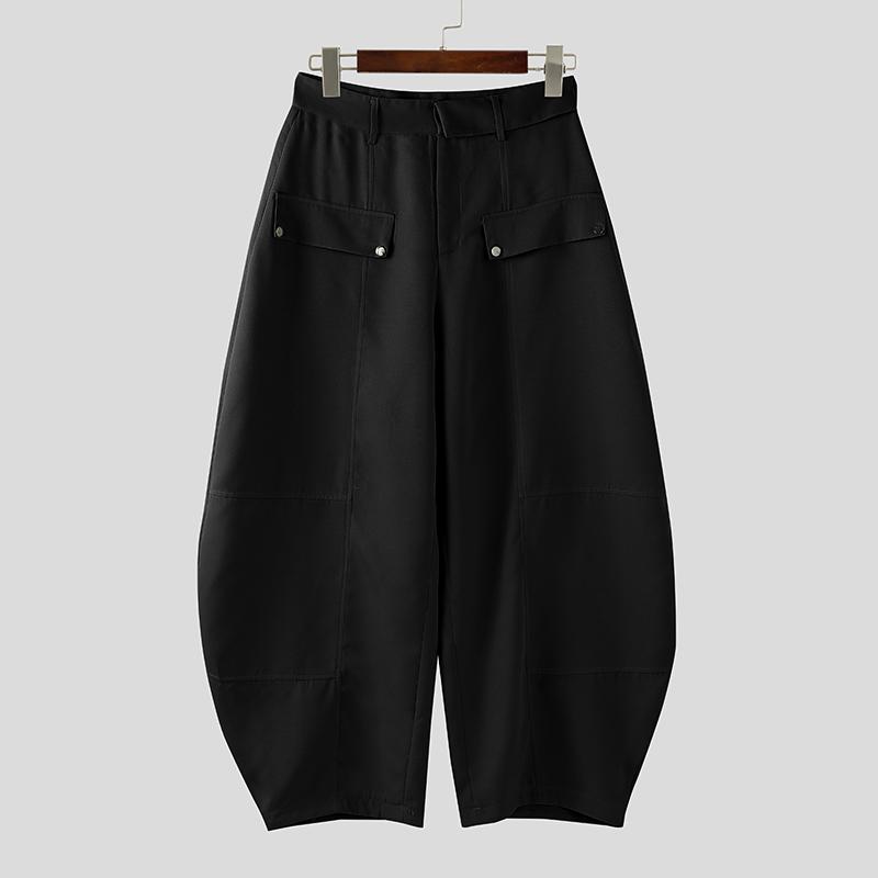 INCERUN Men Zip-up Waist Casual Baggy Drop-crotch Pants Long Trousers