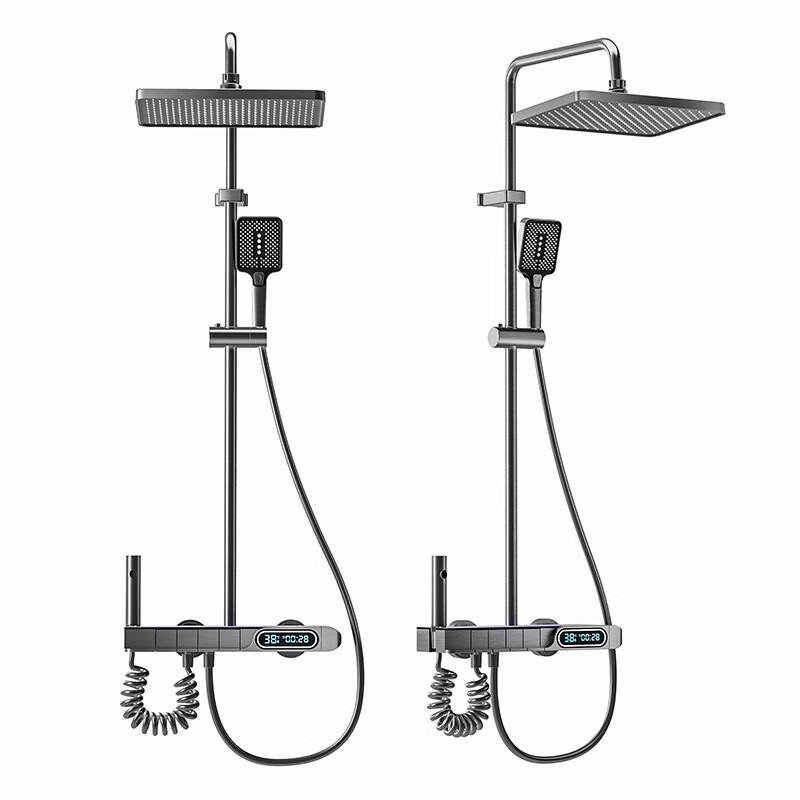 Smart Gunmetal Gray Digital Display Shower Set