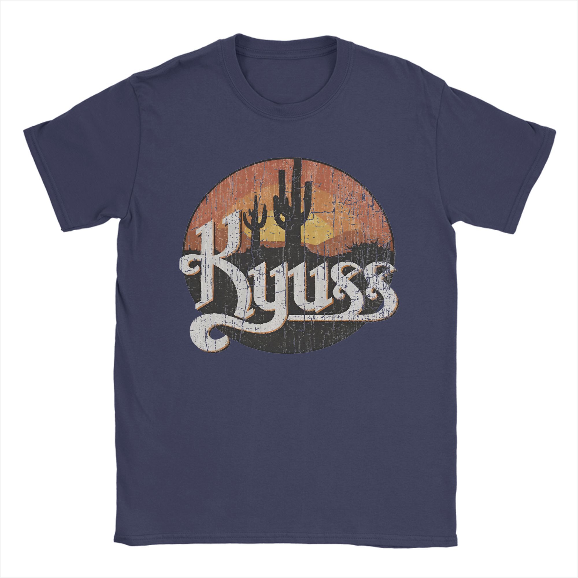 Мужская футболка Kyuss Sunset 1987 Queens Винтажная Чистый хлопок Футболка с коротким рукавом Футболки Круглый воротник Одежда 6XL 4XL