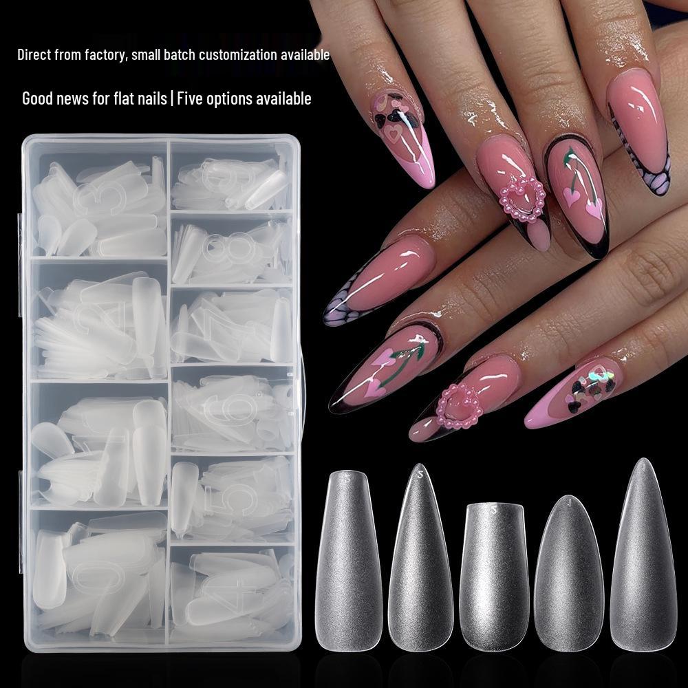 500-Piece Box of Long Matte Seamless Wearable Ballet Nail Tips
