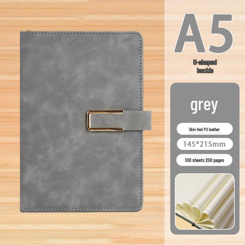 High-End Soft Leather Business Notebook with Magnetic Buckle and Custom Logo - Ideal Gift Set