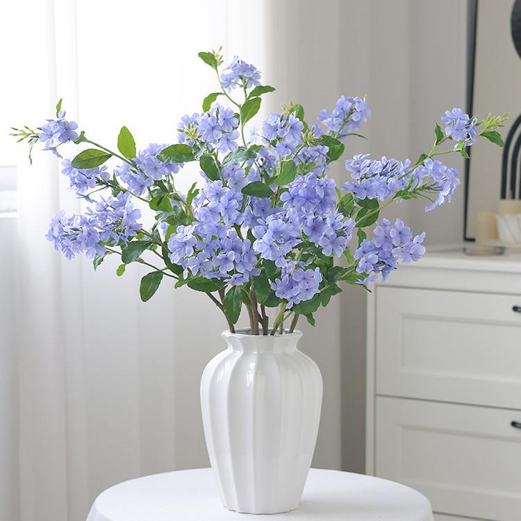 Premium Blue Snowflake Artificial Hydrangea Flowers for Living Room and Dining Table Decor, Long Stem Arrangement, Photo Props