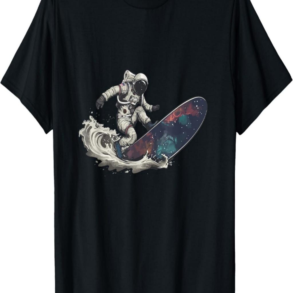 Surfing Astronaut, Astronaut Surfing T-Shirt, Silver Hoodie T-Shirt
