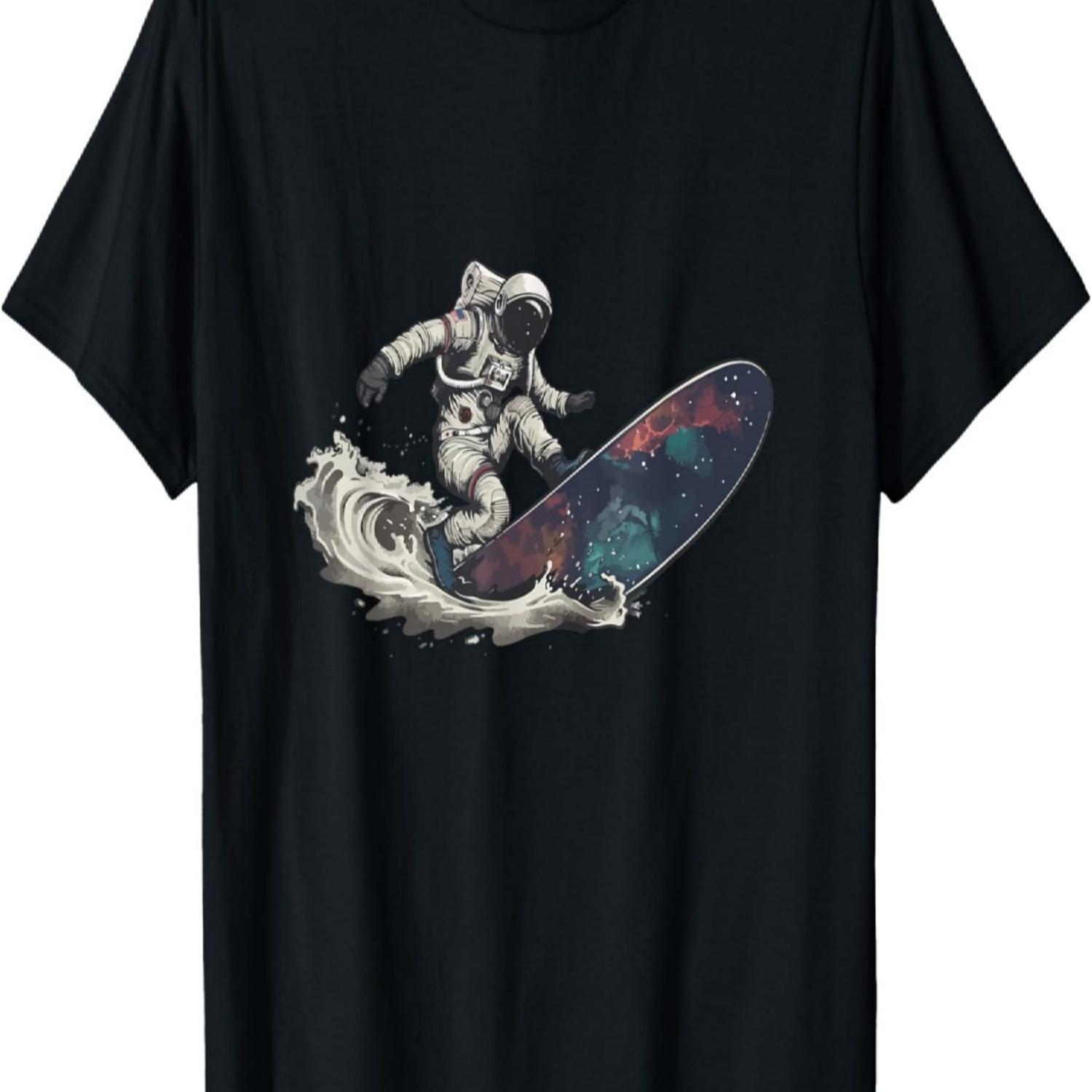 Surfing Astronaut, Astronaut Surfing T-Shirt, Silver Hoodie T-Shirt S чёрный