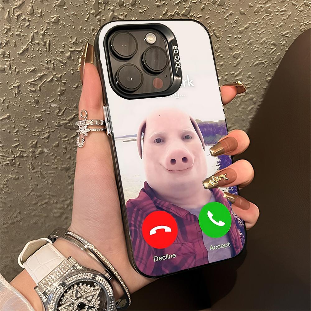 John Pork is Calling Answer Call Phone Case For iPhone 16,15,14,13,12,11,Pro,Max,Plus,Mini,XS,SE Anti Fall Black Matte Bumper