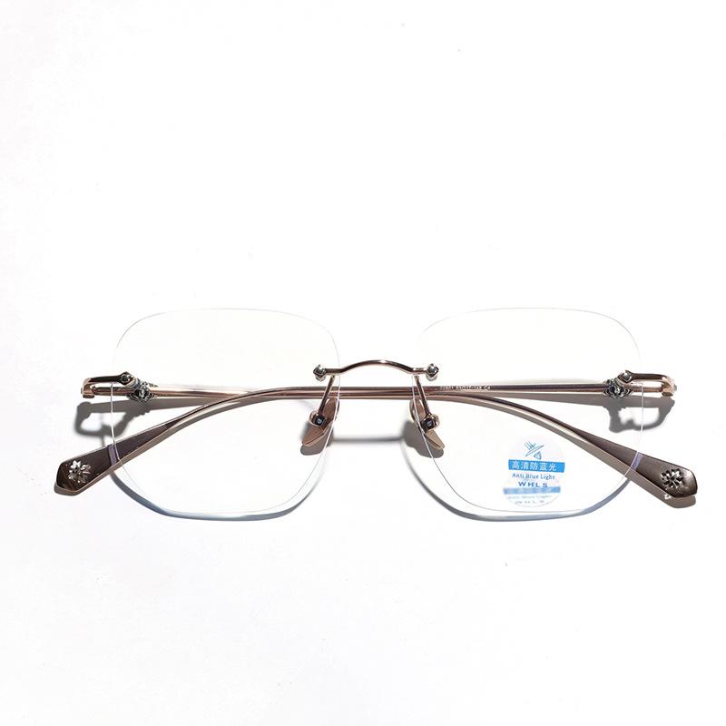 Glasses Ultra-Light Metal Titanium Glasses Men, Myopia Frame Glasses Frame, Trimmed Borderless Flat Glasses Women
