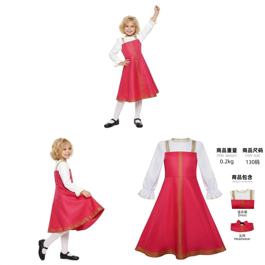European Folk Dress Costume For Girls With Uniform Fabric For Stage Performance