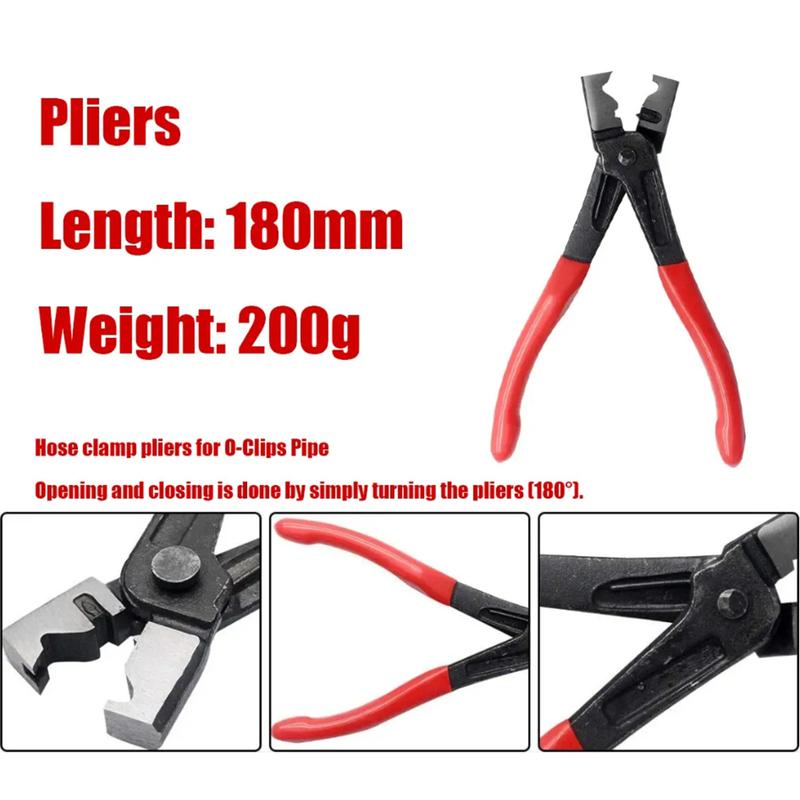 100pcs Single Ear Stepless Hose Clamps Assortment Rings Stainless Steel with Ear clamp plier for Auto/Home Appliance/Pipe