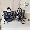 Horror Black Cat Shoulder Bags Halloween Gloomy PU Leather Designer Women Handbags Punk Spooky Novelty Female Crossbody Purse