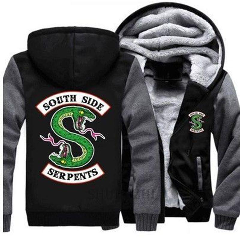 Riverdale Men Serpents Hoodies Zip Sweatshirts Thick Fleece Jacket Hooded Coat