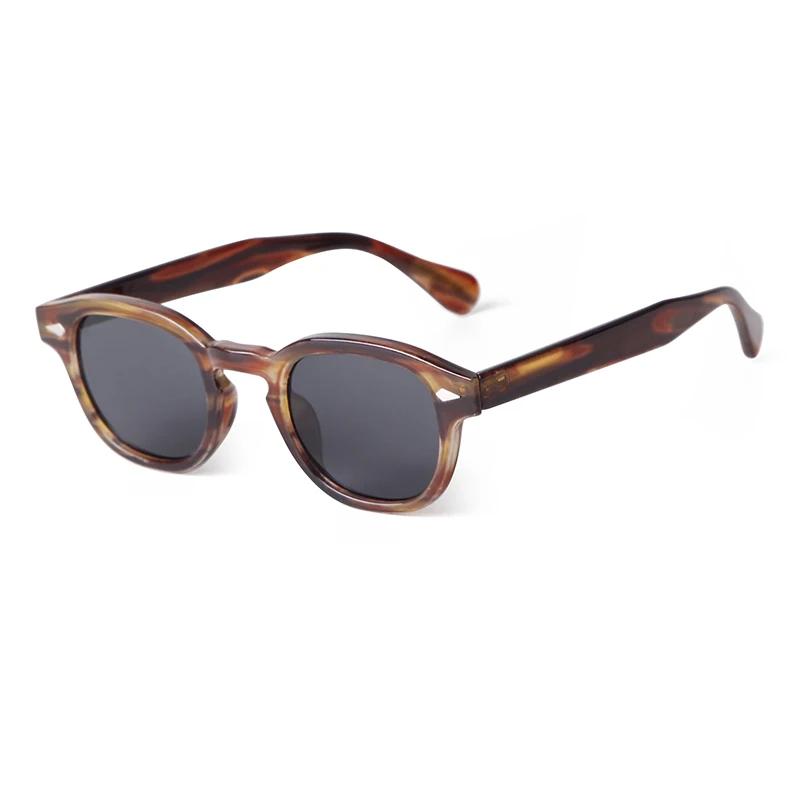 Lunettes de Soleil Rondes Bleues Transparentes Mode UV400 Rétro Rivet Écaille Carré Petit Lunettes de Soleil pour Femmes Hommes