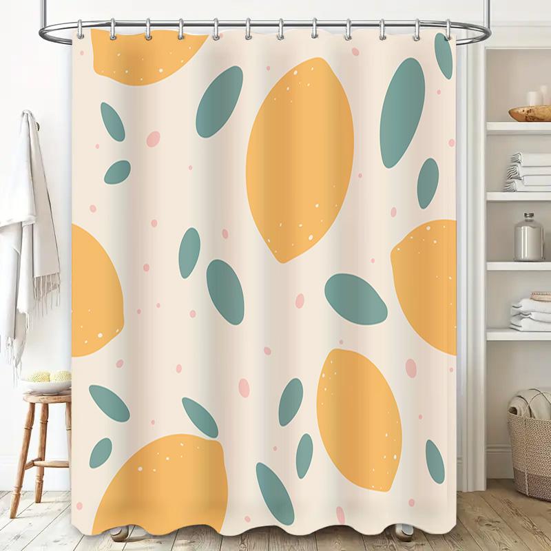 Leopard Print Shower Curtain Modern Decorative Design for Bathrooms Green Orange Leaves Pattern