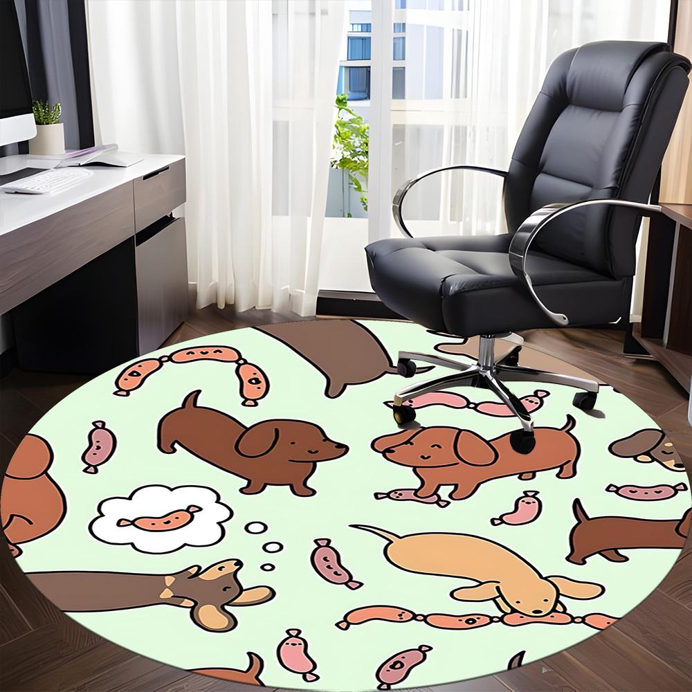 1pc Dogs Sausages Office Round Area Rug, Indoor Mat Suitable ForOffice, Under Office Chairs Bedroom Living Room Home Decor, Room Deco,  n56