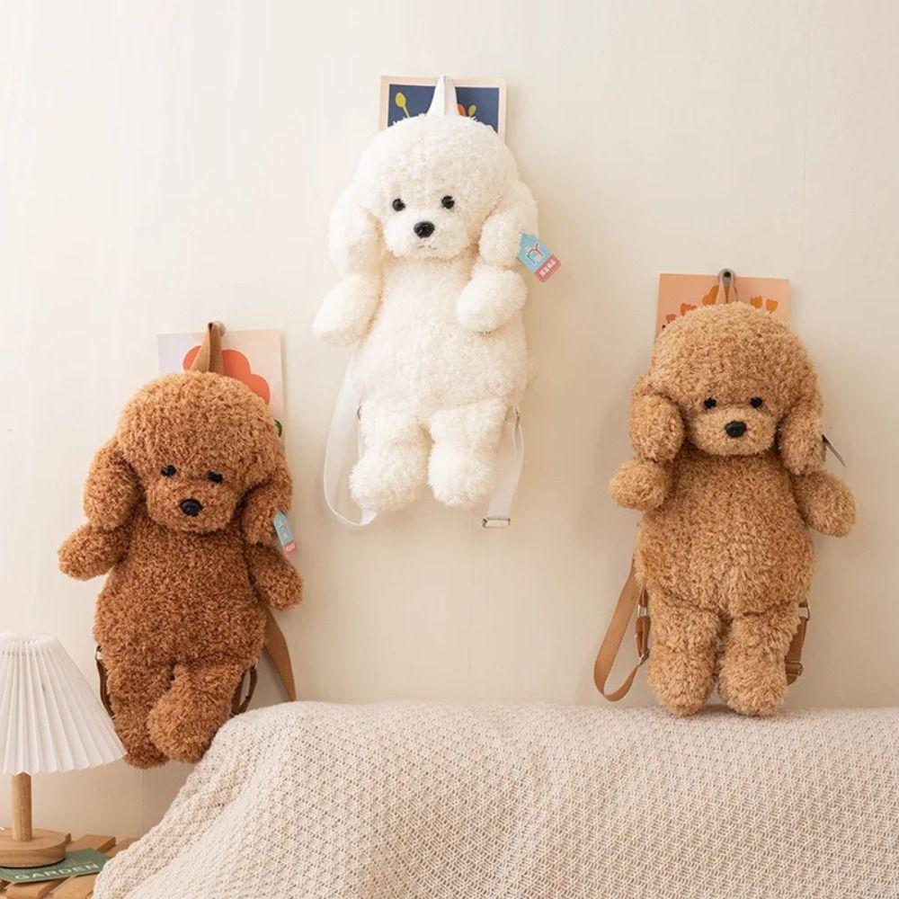 Cute Animals Dog Plush Backpack Large Capacity Animal Plush Toys Dog Shoulders Bags  Outdoor