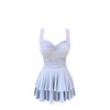 Macaron Blue Swimsuit Women's One-piece Skirt Type Pure Desire Wind Covering the Meat and Showing Thinness, Beautiful Backless Bow Soaking Hot Spring
