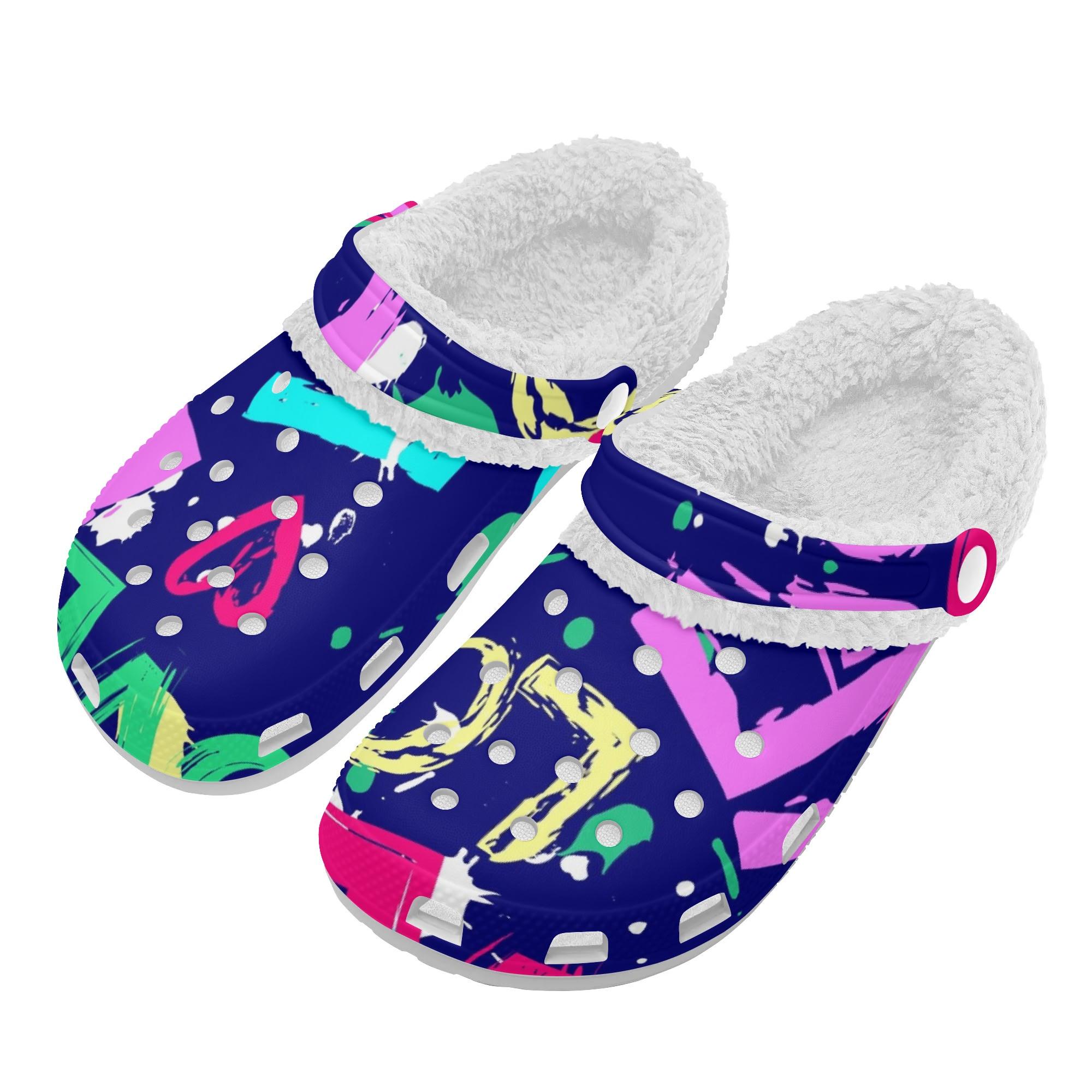 

1 Pair Warm Plush Lined White EVA Clogs Unisex Slip On Shoes Lightweight Anti Slip Sole Comfortable Soft Interior For Winter Daily Use 48 білий