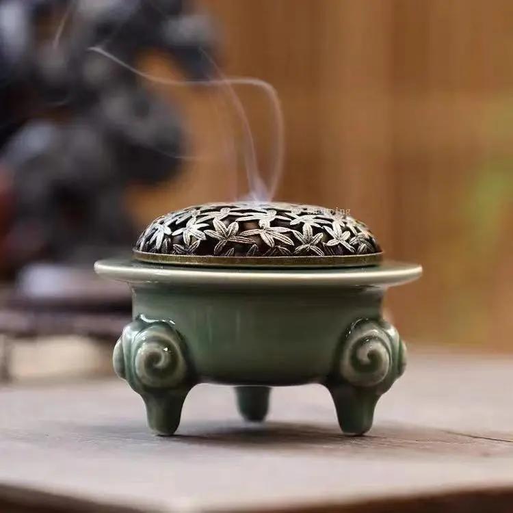 Ceramic Incense Burner Indoor Sandalwood Agarwood Incense Censer Tea ceremony Table Decoration Worship Buddha Sacrifice Articles