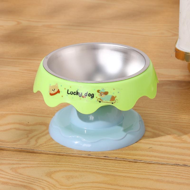 Douyin Pet Stainless Steel Cat Bowl, Dopamine Color, Non-Slip Dog Ice Cream Bowl, Neck Protection Feeding Utensils.