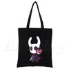 Hollow Knight Harajuku Art Shopping Black Bags Canvas Tote Bag Printed Cartoon Reusable Cloth Bag Handbag Shoulder Bags Custom