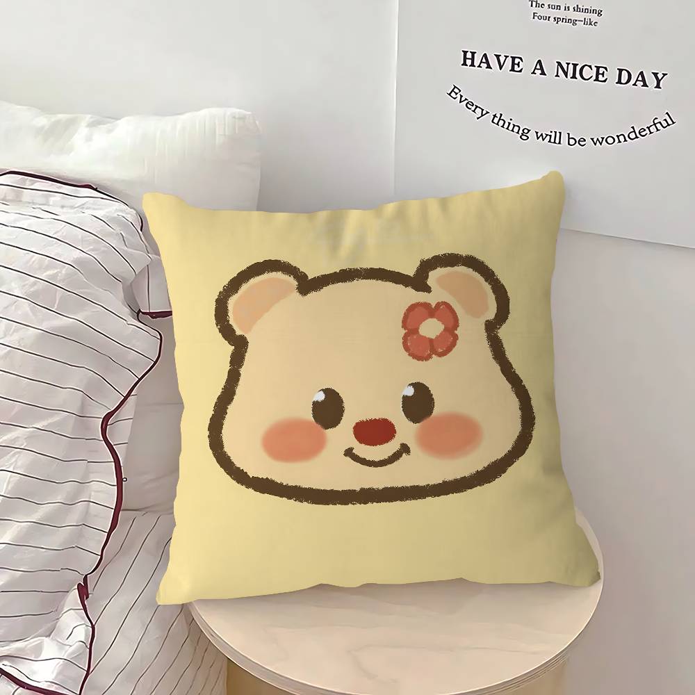CUTE Butter Bear Pillowcase Toon Gift Cushion Cover Bedroom Home Sofa Chair Seat Decor Pillow Case