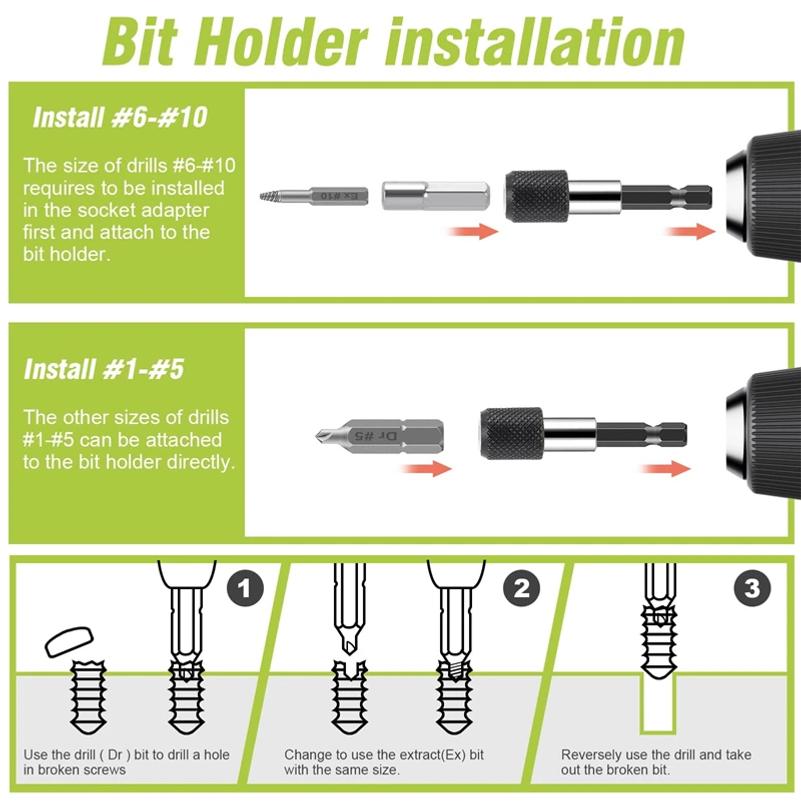 33 PCS Damaged Screw Extractor Drill Bit Extractor Drill Set Broken Speed Out Bolt Extractor Bolt Stud Remover Tool Sleeve