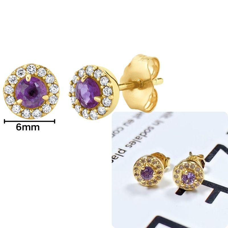 Damen 925 Silber Ohrstecker Lila Zirkon Ohrringe Creolen Lila Kristall Anhänger Ohrring Mode Hochzeits Schmuck