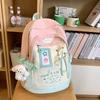 Cute Puppy Letter Embroidery And Strap Design Student Backpack With Pendant