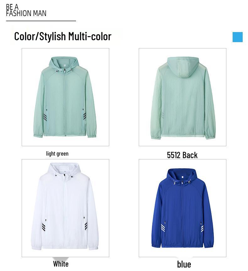 Men's Lightweight Breathable Sun Protection Jacket - Summer Loose Fit, Cool, Pure Color, Plus Size