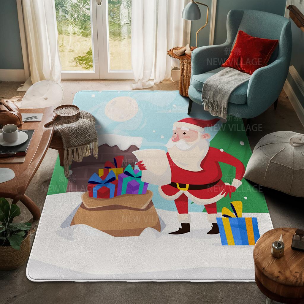 House Entrance Carpet Home Door Mat Living Room Bath Foot Bathroom Non-slip Water Absorption Rugs Bath Merry Christmas Winter