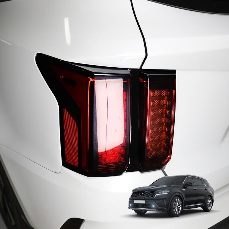 2PCS Auto Exterior Decoration Rear Brake Light Decal Stripe Cover ABS Carbon Fiber Black For Kia Sorento MQ4 - LHD RHD