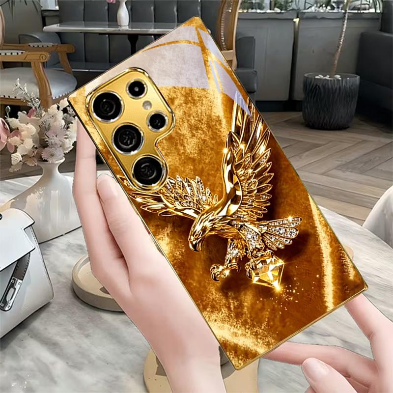 Goldener Diamant Adler Goldene Handyhülle Für Samsung A50 A51 A52 A53 A54 A55 A56 A57 A71 A72 A73 A31 A32 A34 A36 A37 30s Glasabdeckung
