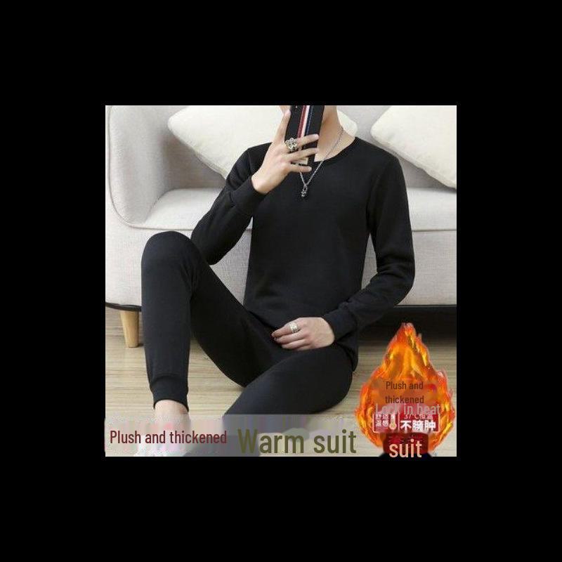 "Men's Plus Size Thermal Underwear Set - Half Turtleneck, Thick Velvet for Winter, Ideal for Middle-Aged and Elderly"