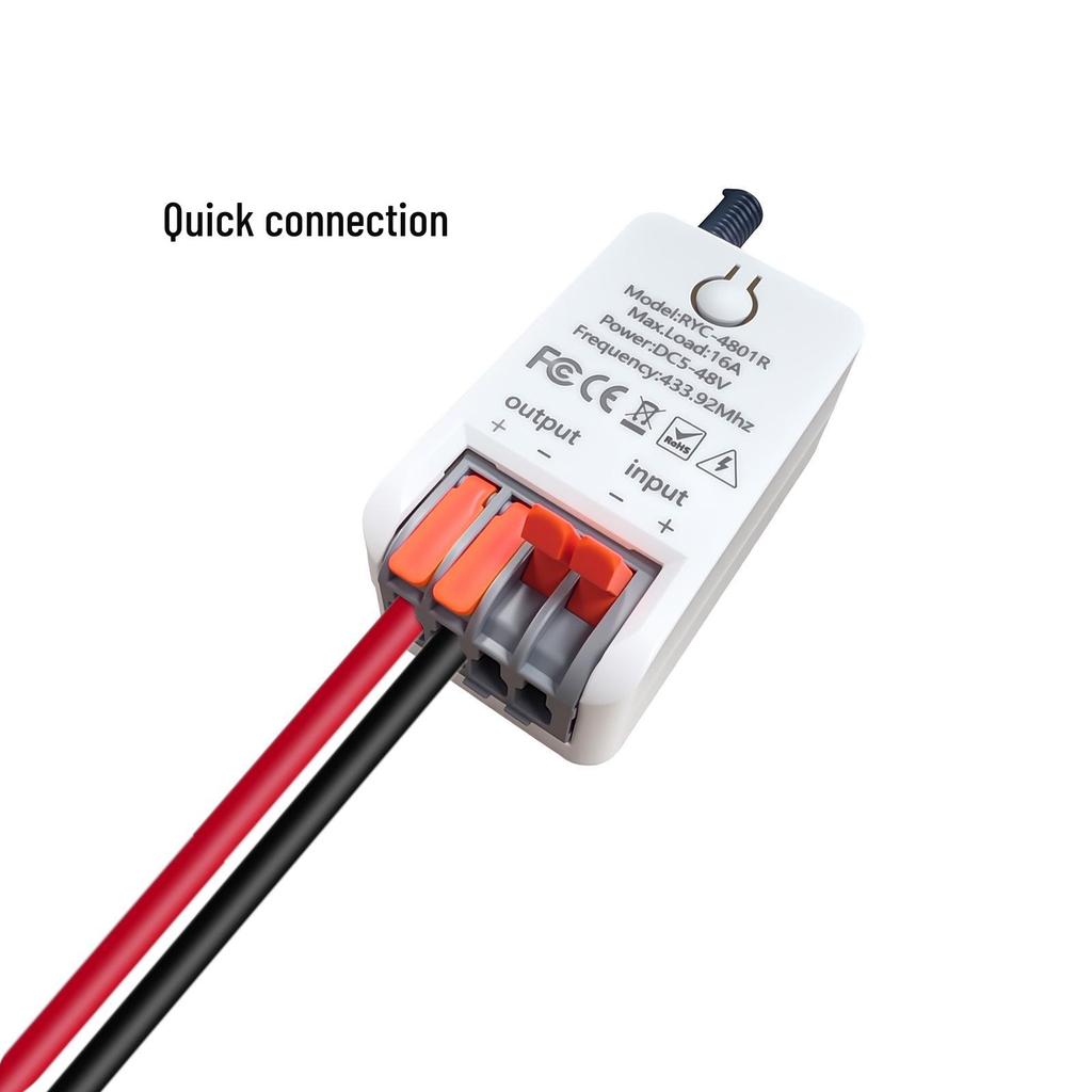 Single-Channel Wireless Remote Control Receiver for DC 5V-48V Devices: Ideal for Water Pumps and LED Lights