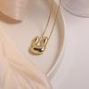 Gold Plated Balloon 26 Letter Necklaces Smooth Stainless Steel Bubble Initial Pendant Chunky Women Personality Chain Jewelry