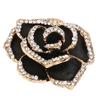 Flower Brooch Pin Rhinestone Elegant Shiny Stylish Alloy Vintage Flower Brooch Black for Party