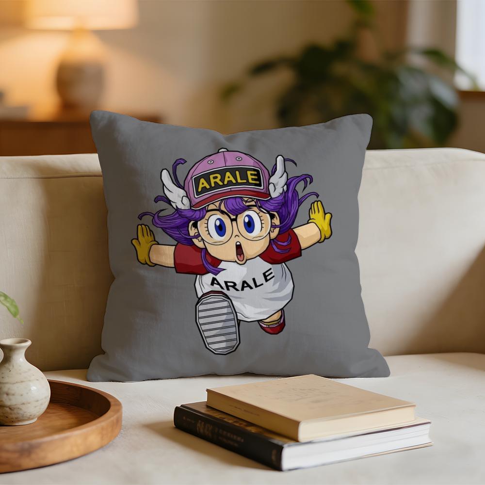 Cartoon Dr SSlump Arale Cushion Cover Short Plush Pillowcase for Bed Sofa Carwashable