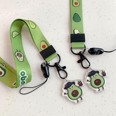 Niedlicher Avocado-Schlüsselanhänger, Umhängeband, langes kurzes Schlüsselband, Handy-Schlüsselanhänger, Ausweis, Pass, Fitnessstudio, Ausweishalter, Schlüsselband für Schlüssel