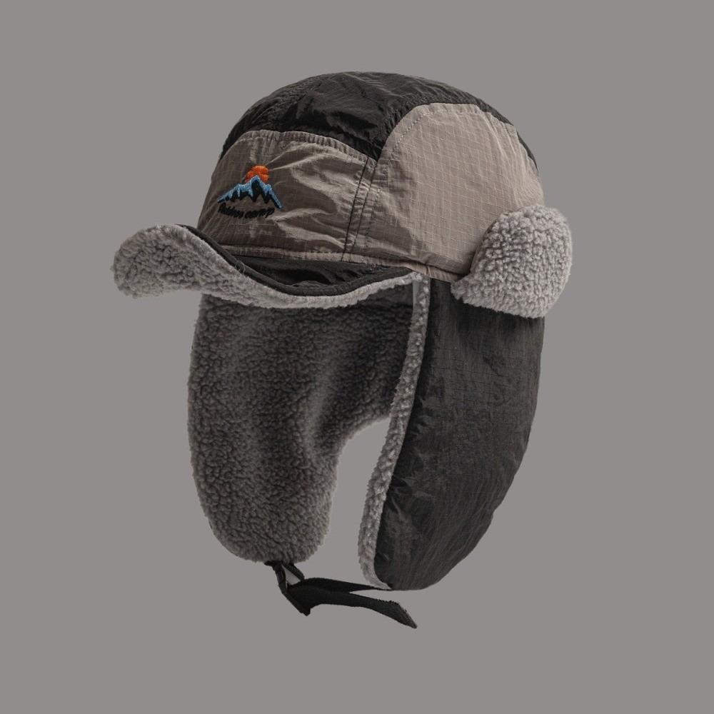 New Embroidered Lei Feng Caps Color Matching Bomber Hats Thickened Winter Outdoors Extended Ear Protection Hat for Men Women