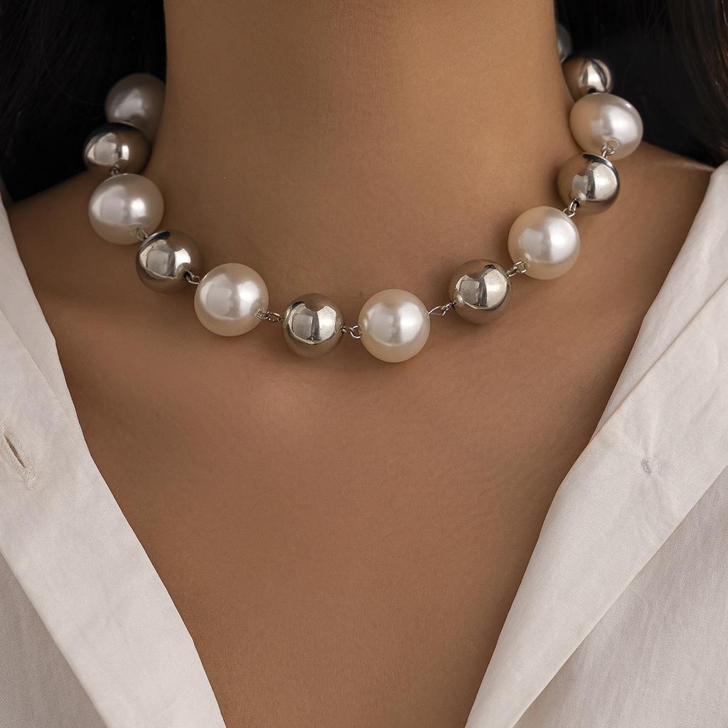 DIEZI Elegant Multilayer Big Pearl Beads Choker Necklace For Women Girls New Luxury Bride Clavicle Chain Necklace Jewelry