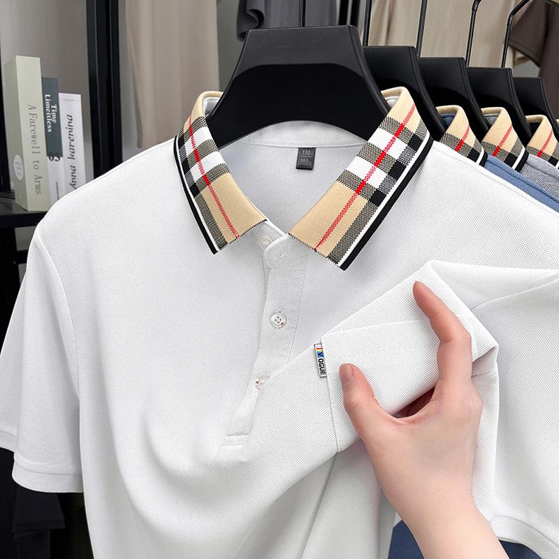 Casual And Comfortable Trendy Short-Sleeved Lapel-Neck Men'S Polo Shirt Splicing Lapel-Neck T-Shirt