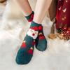 Festival Thickened Coral Velvets Floor Socks for Home Comfort Indoor Fuzzy Slipper Socks with Cartoon Christmas Pattern