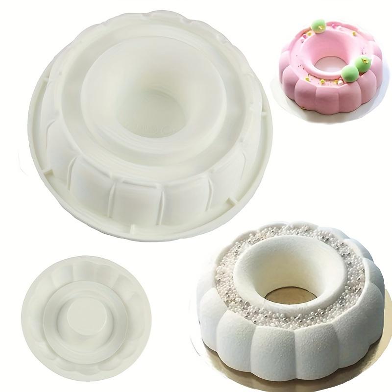 1pc Silicone Flower Garland Mousse Cake Mold - Round Baking Mold for Chiffon & Pastries, Kitchen Essential